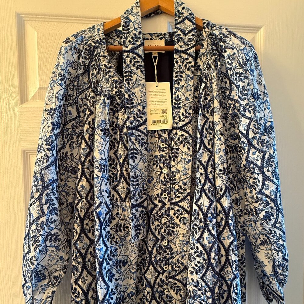 Sézane Yuliana dress Size FR42 US10 blue/white new with tags - Picture 3 of 5